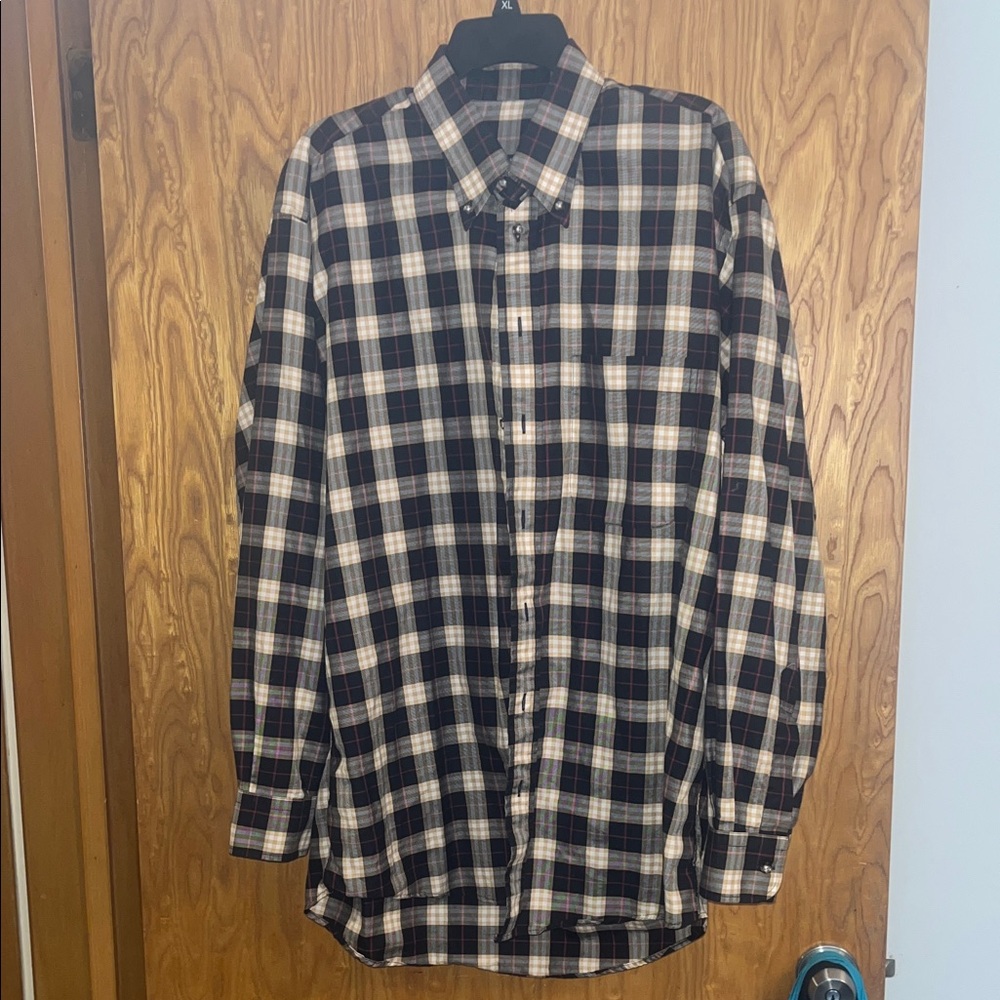 Burberry Black and White Plaid Shirt